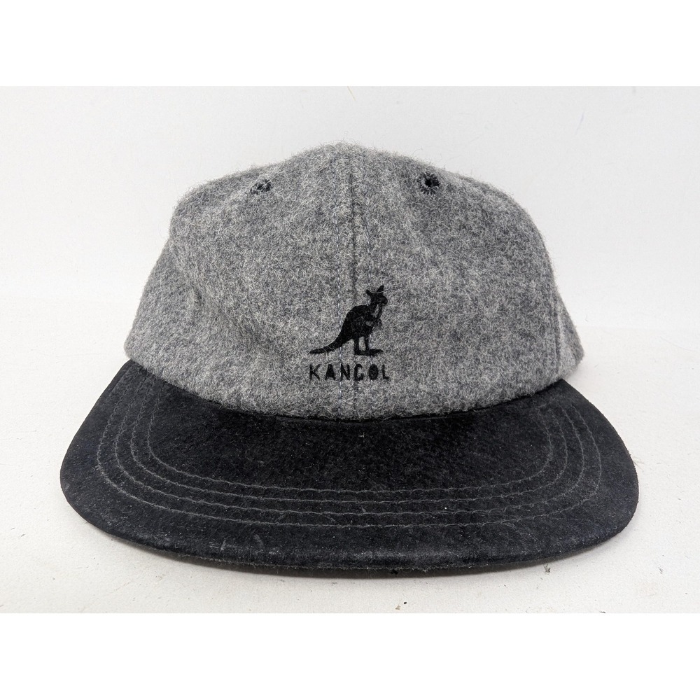 VINTAGE Kangol Hat Cap Strap Back Mens One Size Gray Wool Felt Made USA 80s